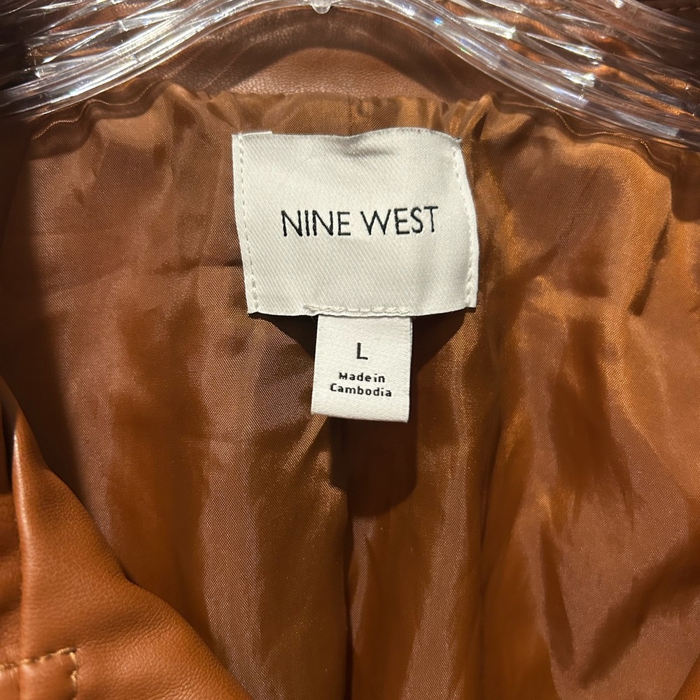 Nine West Faux-Leather Moto Jacket Brown Size L *Excellent condition* - Picture 3 of 4